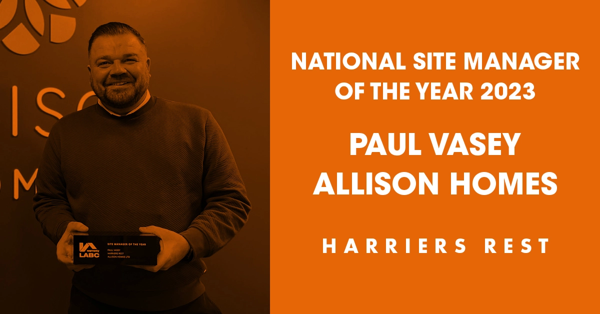 Paul Vasey crowned LABC Warranty Site Manager of the Year 2023